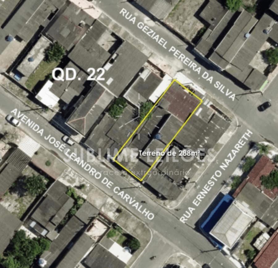 Foto 2 de 4: Terreno em leilão em Praia Grande - SP, bairro Esmeralda — Terreno de 288m² | Constr. de 277m² 2 casas na Praia Grande