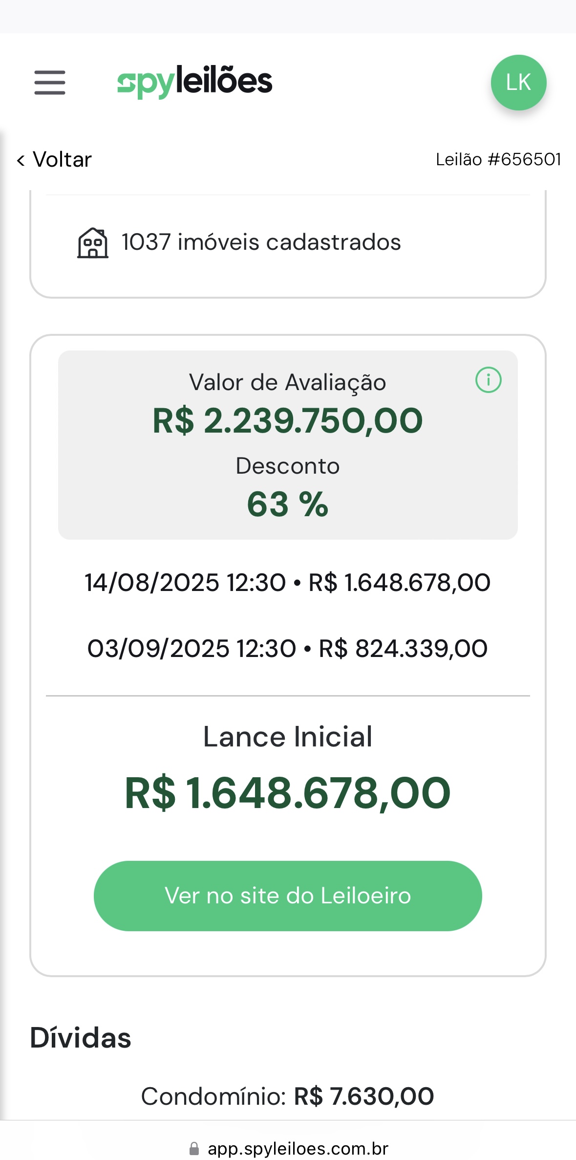 leilao apartamento